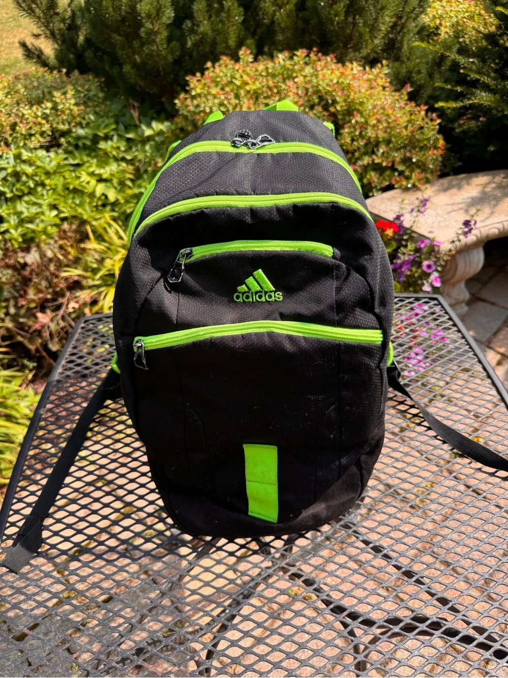 adidas Black and Neon Green Men's Backpack - Multi-Compartment Sport Pack
